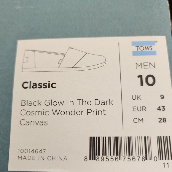 TOMS limited edition Alpargata cosmic wonder print canvas size 10 Men - Picture 5 of 11